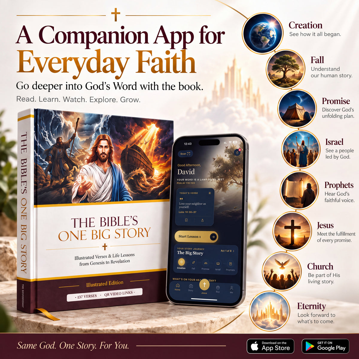 The Bible's One Big Story: Illustrated Bible Book with Companion App